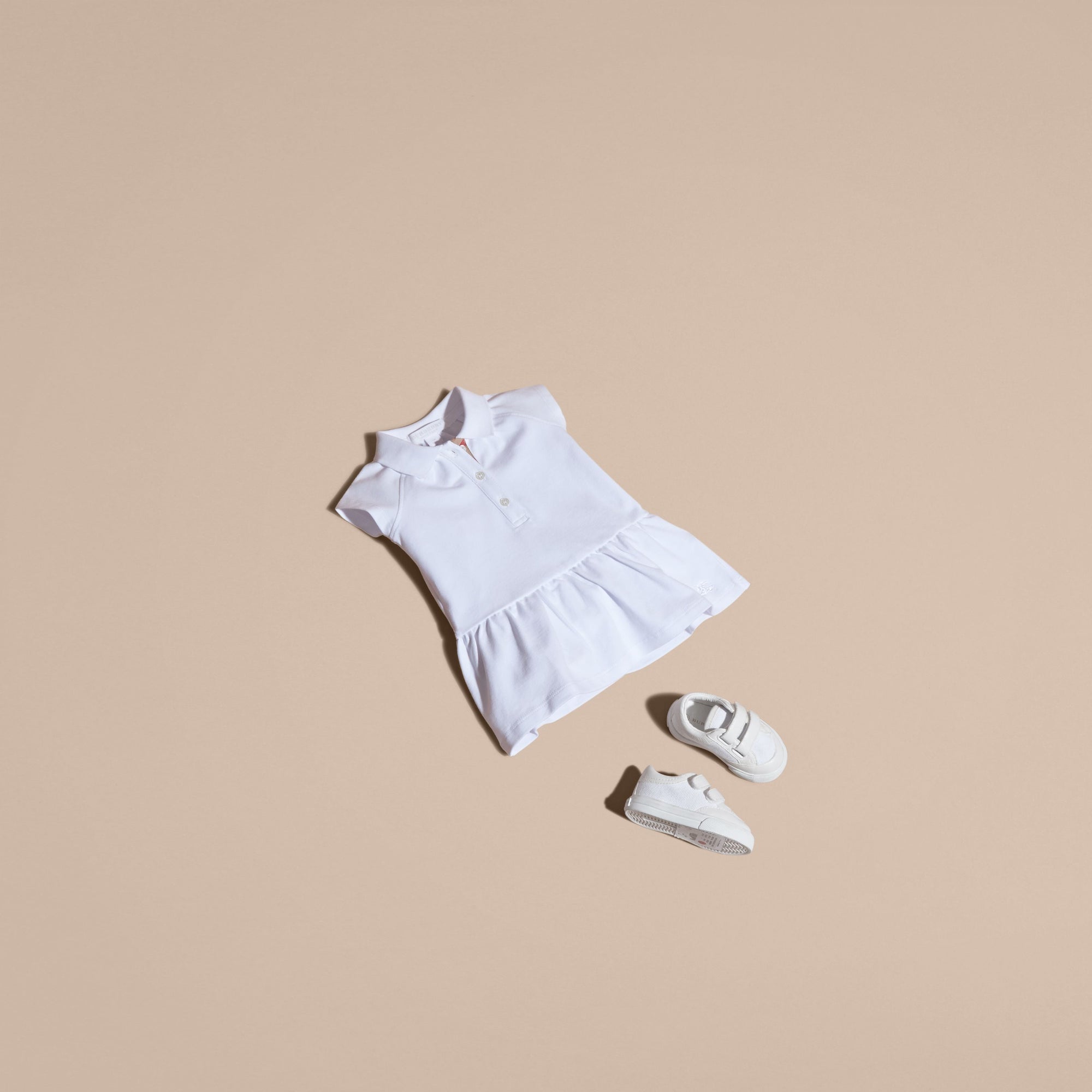 Robe en piqué de coton extensible - White