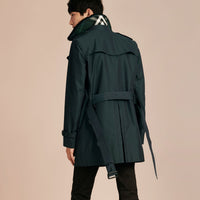 Trench-coat avec surcol en shearling & gilet intérieur - Racing Green