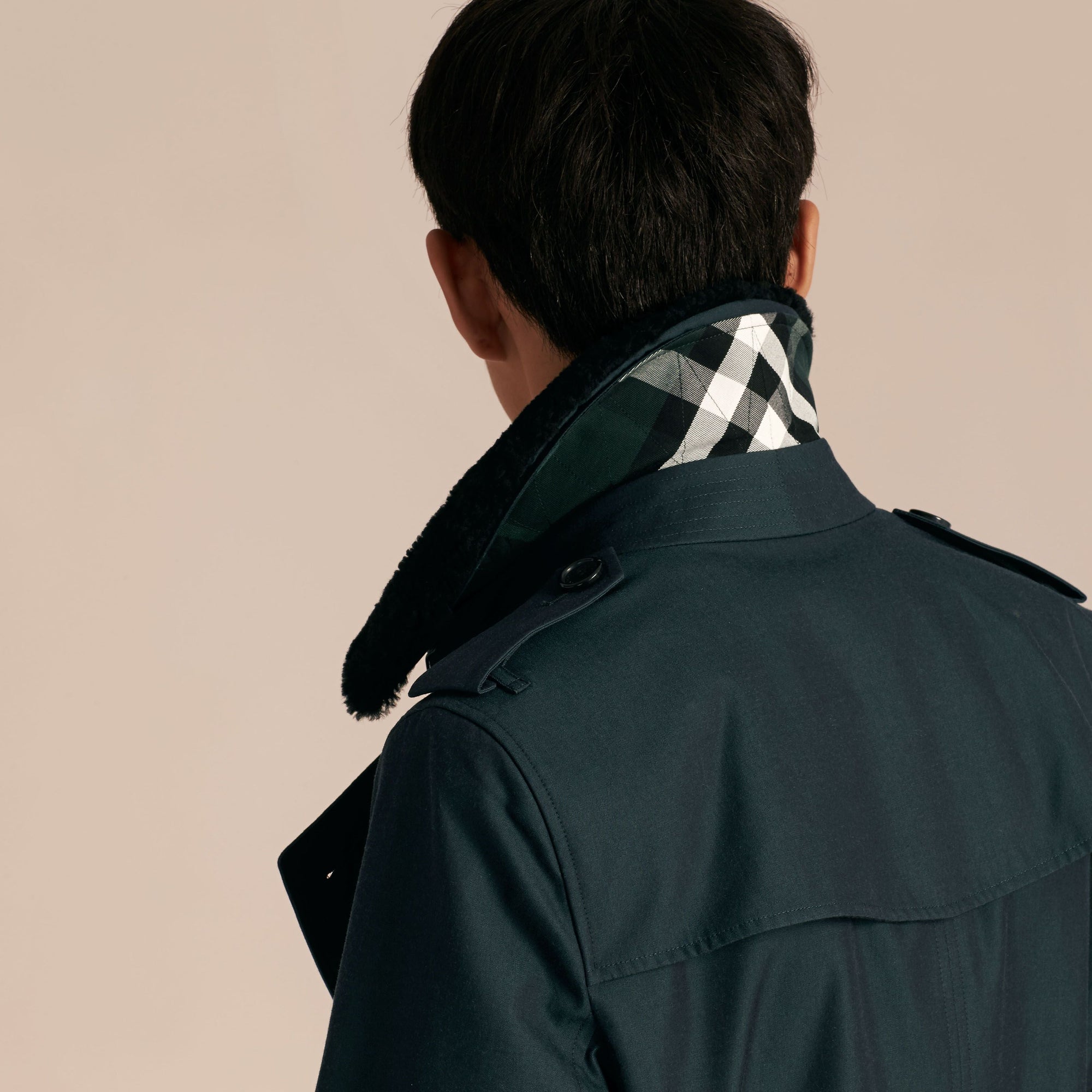 Trench-coat avec surcol en shearling & gilet intérieur - Racing Green