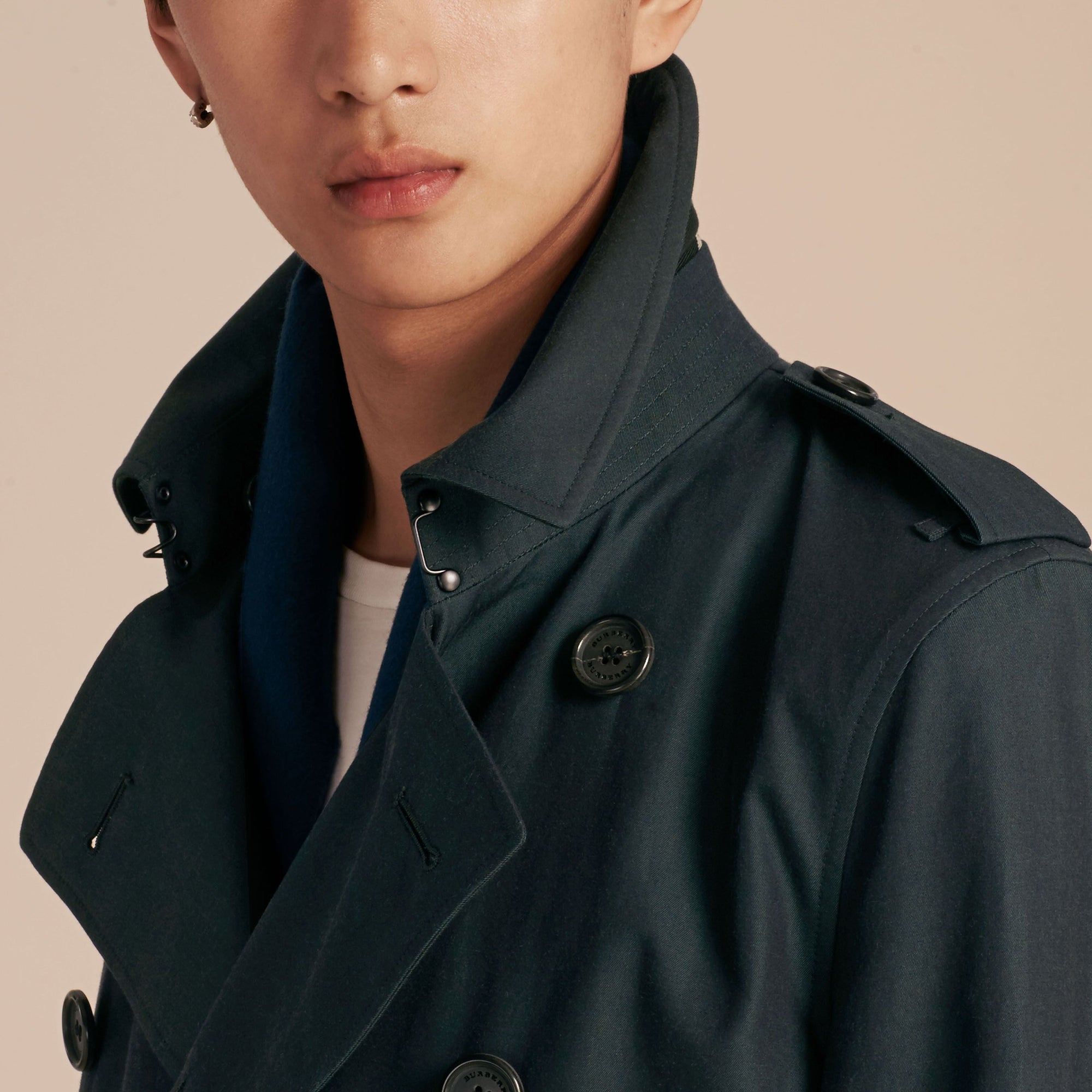 Trench-coat avec surcol en shearling & gilet intérieur - Racing Green