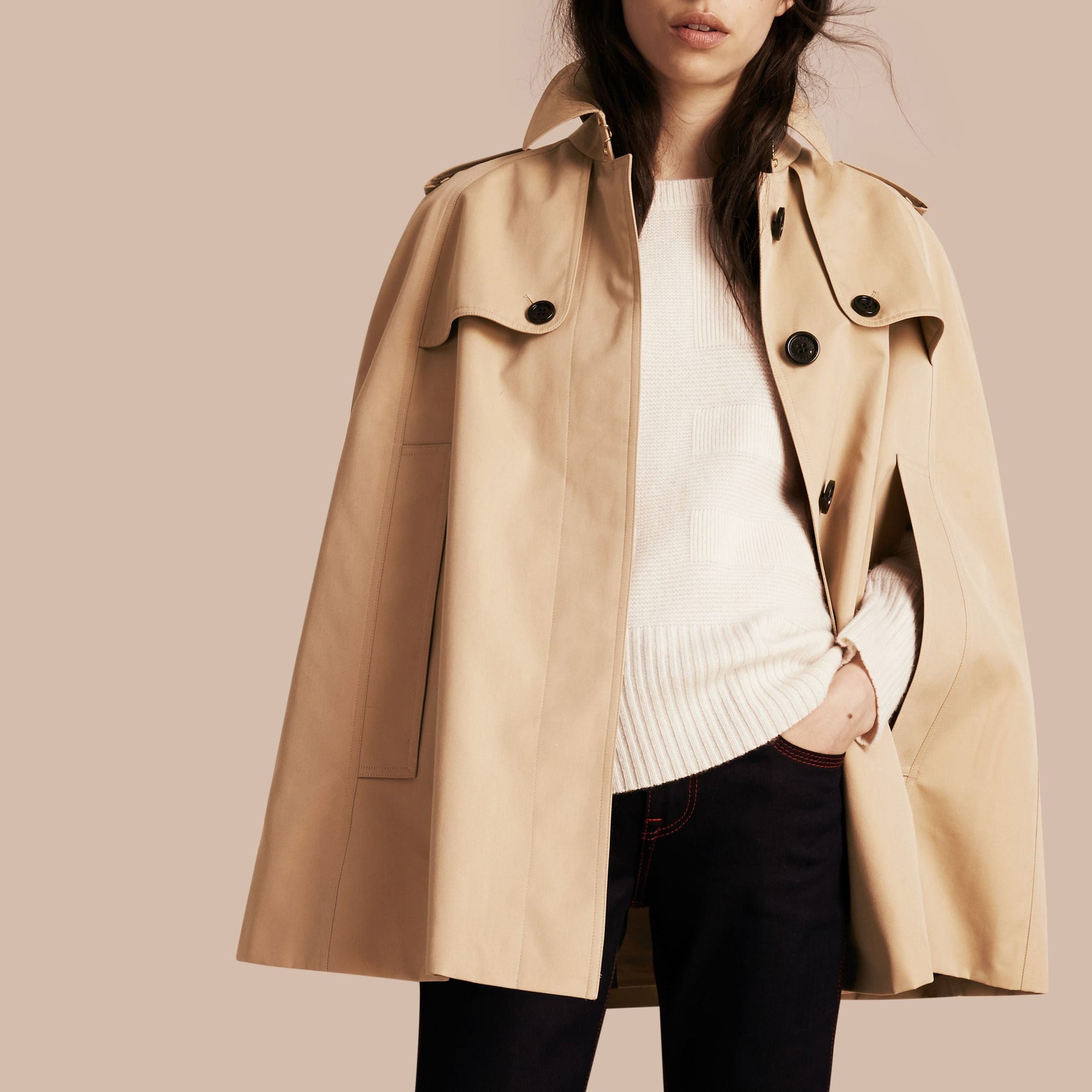 Cape trench en gabardine de coton - Honey