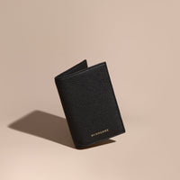 Étui pour passeport en cuir grené avec porte-cartes - Black