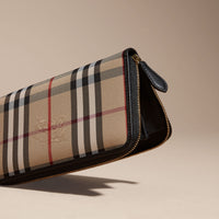 Portefeuille zippé avec éléments en cuir - Black