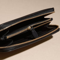 Portefeuille zippé avec éléments en cuir - Black