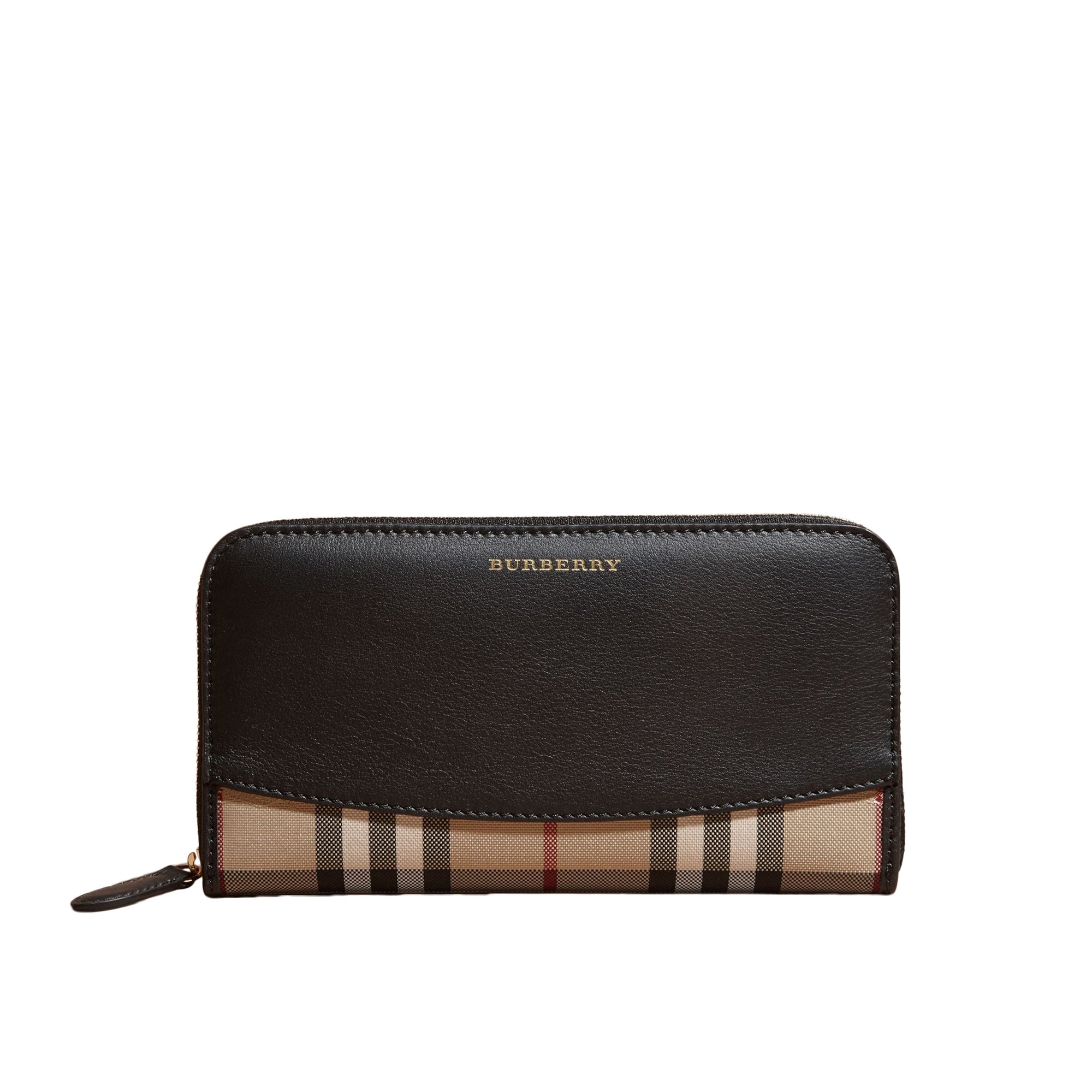 Portefeuille zippé avec éléments en cuir - Black