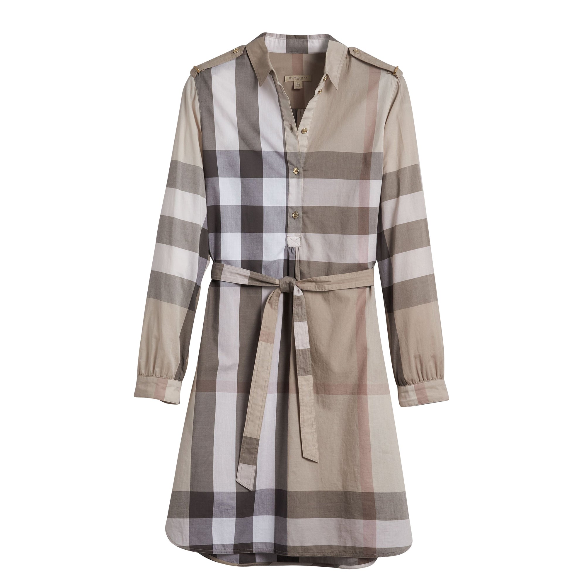 Robe chemise en coton à motif check - Pale Stone