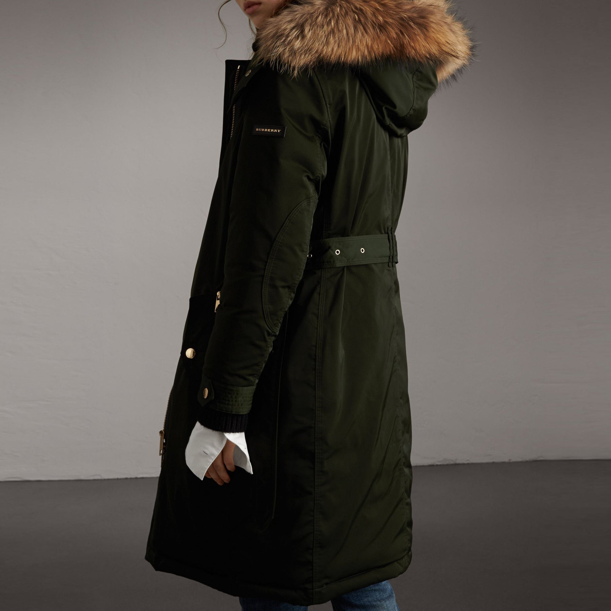 Parka rembourrée avec bordure en fourrure amovible - Dark Cedar Green