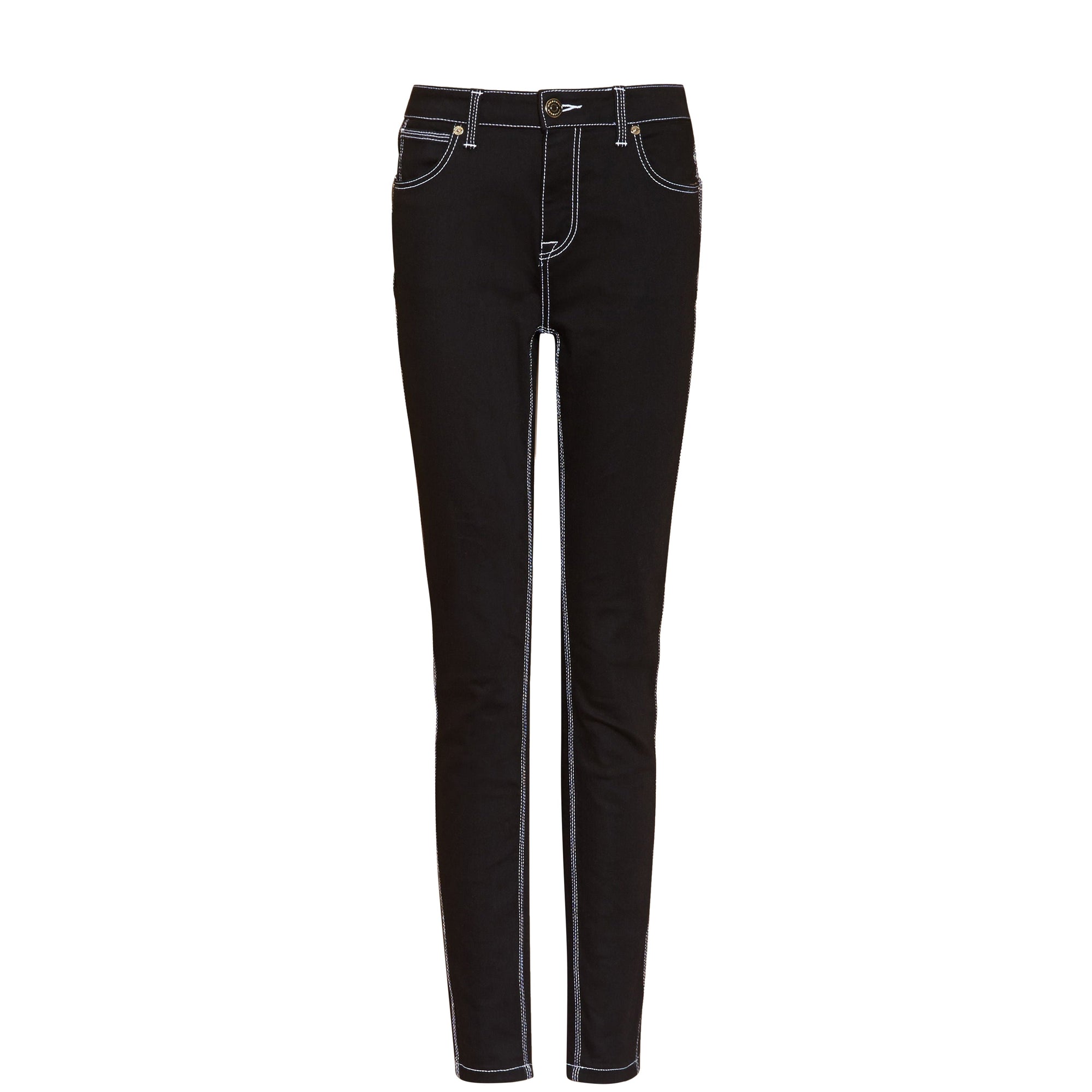 Jean skinny stretch avec surpiqûres contrastantes - Black