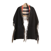 Étole en laine mérinos et cachemire à franges - Camel & Black