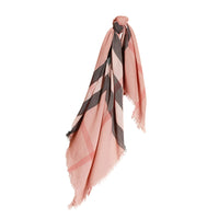 Grande écharpe carrée en laine mérinos à motif check - Ash Rose