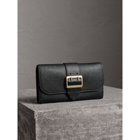 Portefeuille continental en cuir texturé - Black