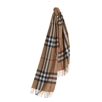 L'écharpe classique en cachemire à motif check avec surpiqûres - Camel Check