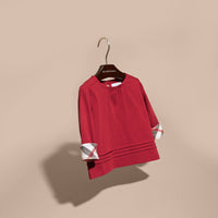 T-shirt en coton à manches longues avec ornements check - Parade Red