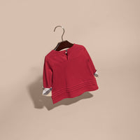 T-shirt en coton à manches longues avec ornements check - Parade Red