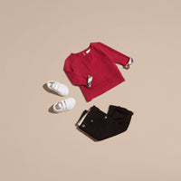 T-shirt en coton à manches longues avec ornements check - Parade Red