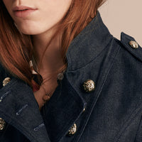 Veste militaire en denim stretch - Indigo