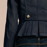 Veste militaire en denim stretch - Indigo