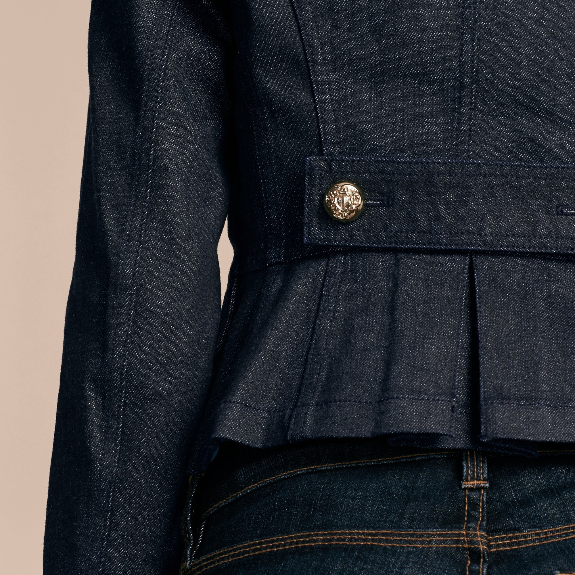 Veste militaire en denim stretch - Indigo
