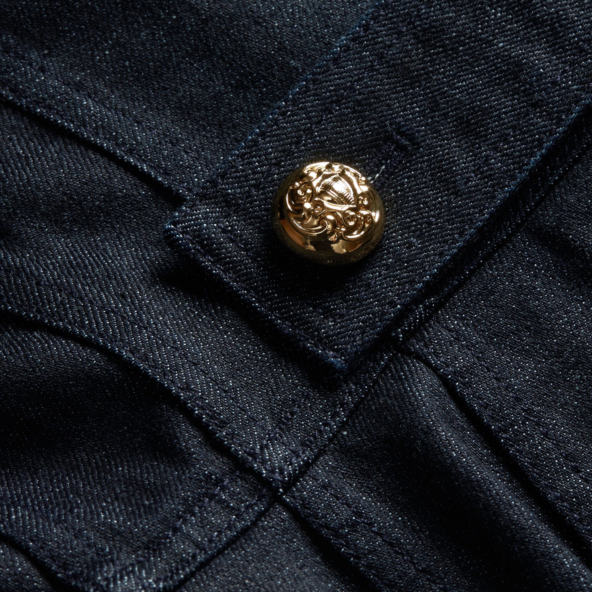 Veste militaire en denim stretch - Indigo