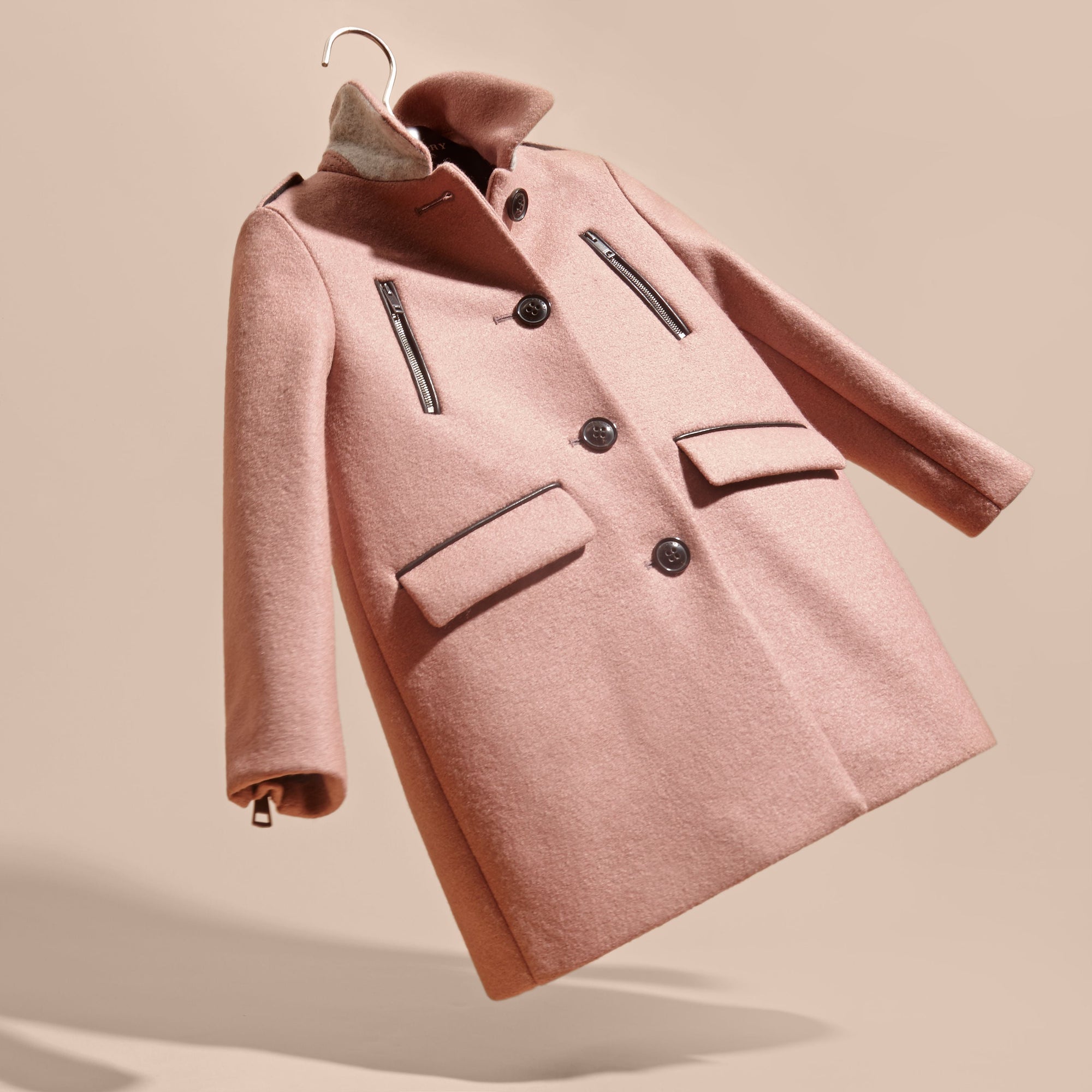 Manteau en laine avec zip - Pale Ash Rose