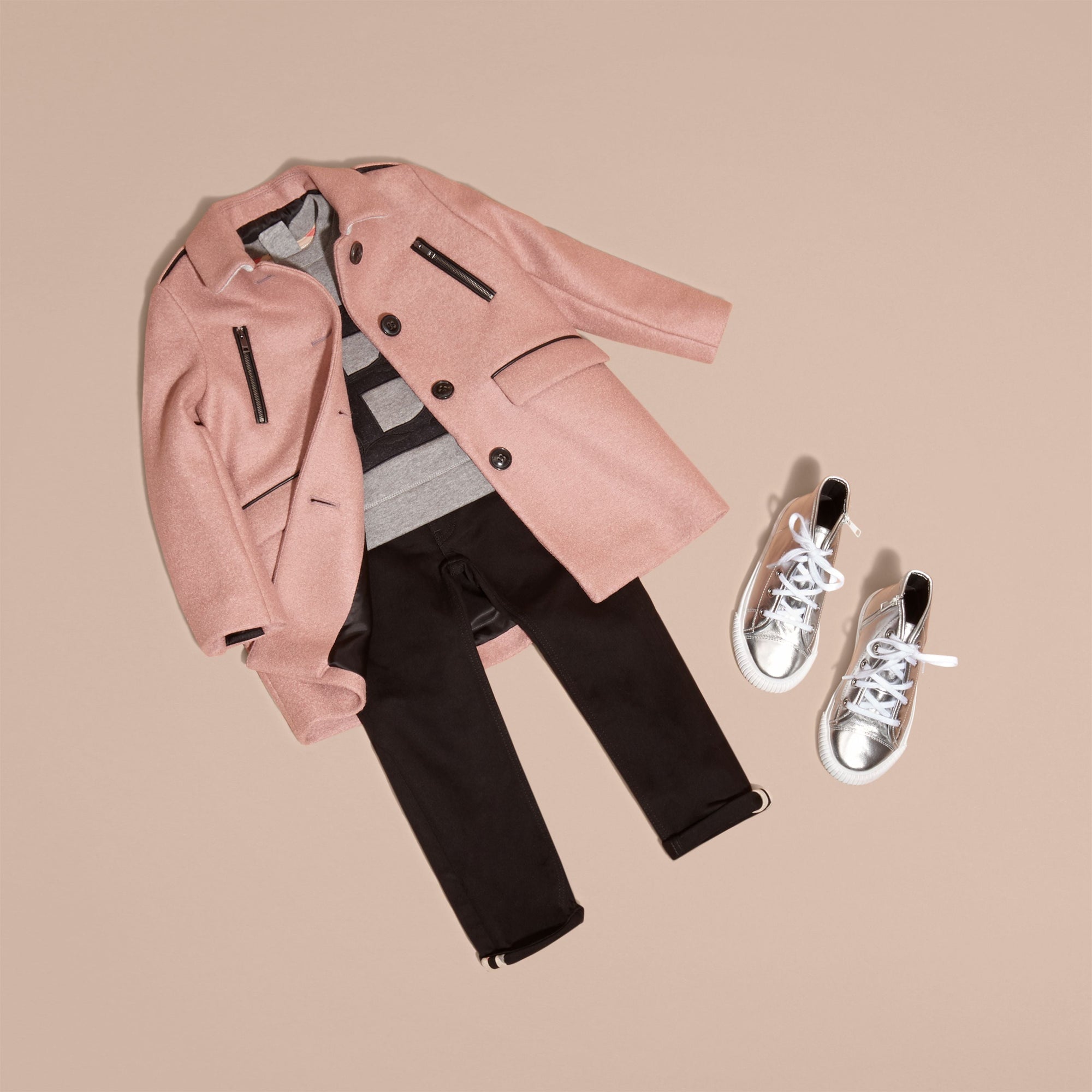 Manteau en laine avec zip - Pale Ash Rose