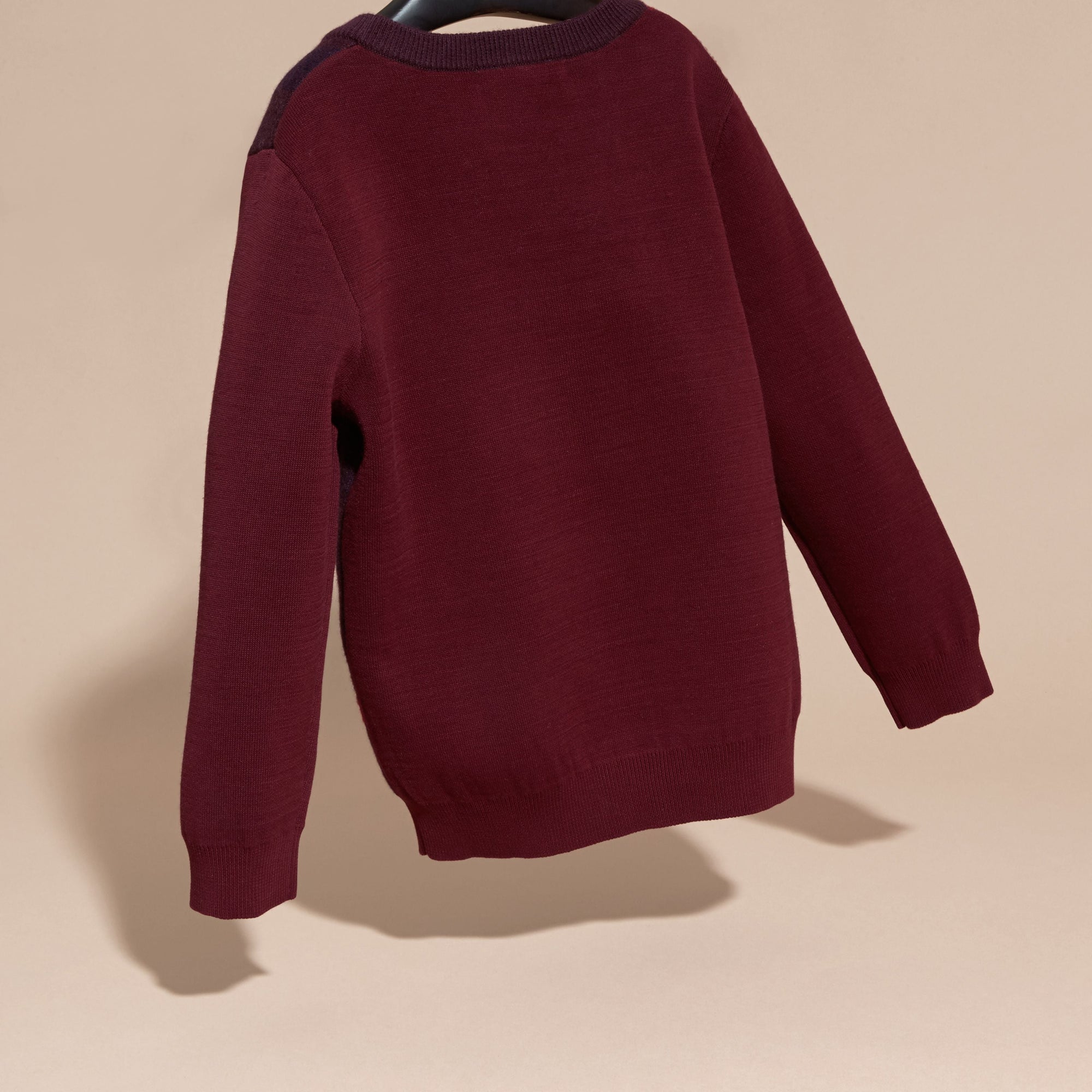 Pull en laine et cachemire mélangés à motif check - Deep Claret