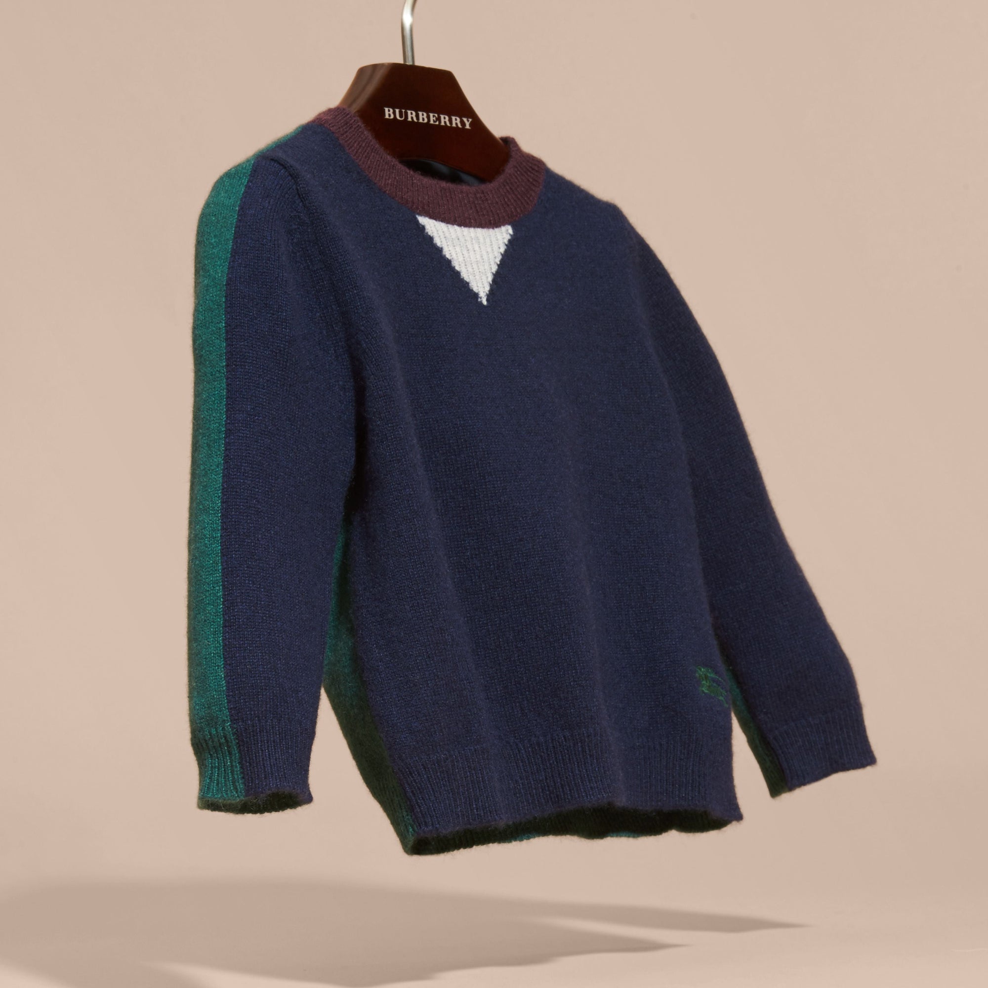 Pull en cachemire color-block - Navy