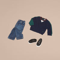Pull en cachemire color-block - Navy