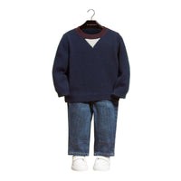Pull en cachemire color-block - Navy