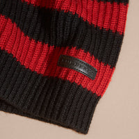 Pull rayé en laine mérinos - Parade Red