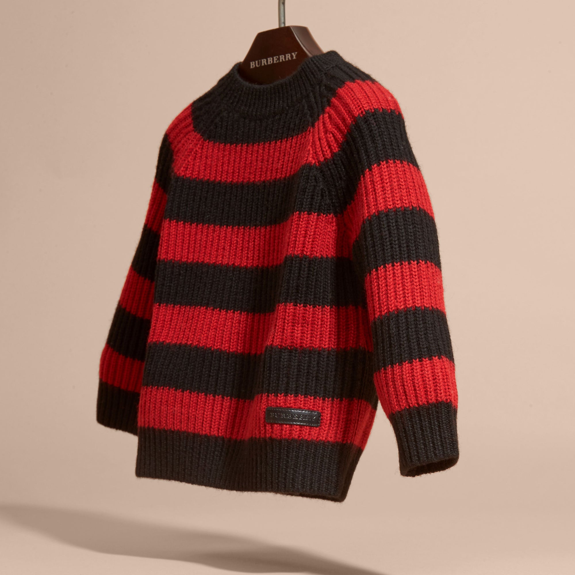 Pull rayé en laine mérinos - Parade Red