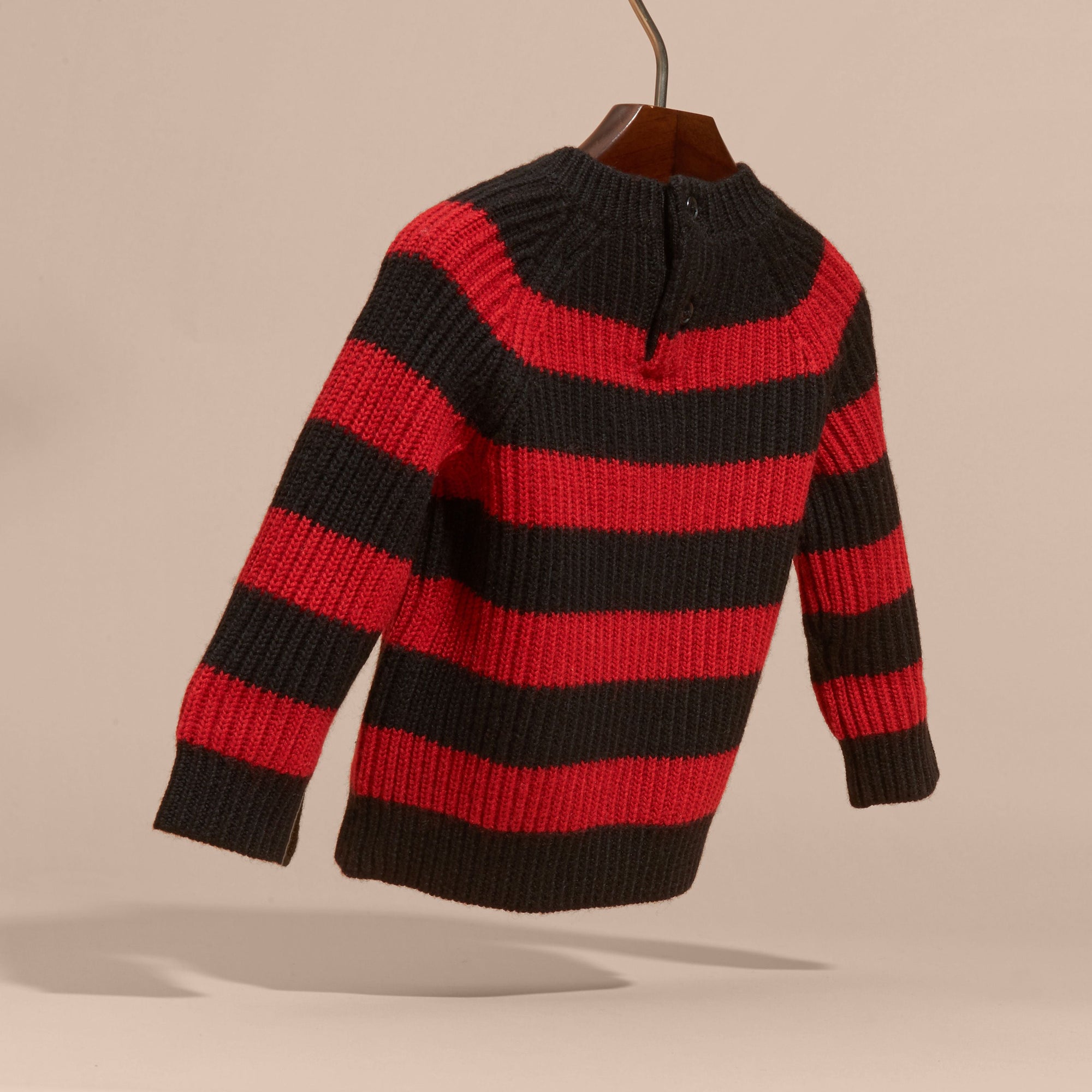 Pull rayé en laine mérinos - Parade Red