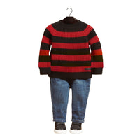 Pull rayé en laine mérinos - Parade Red