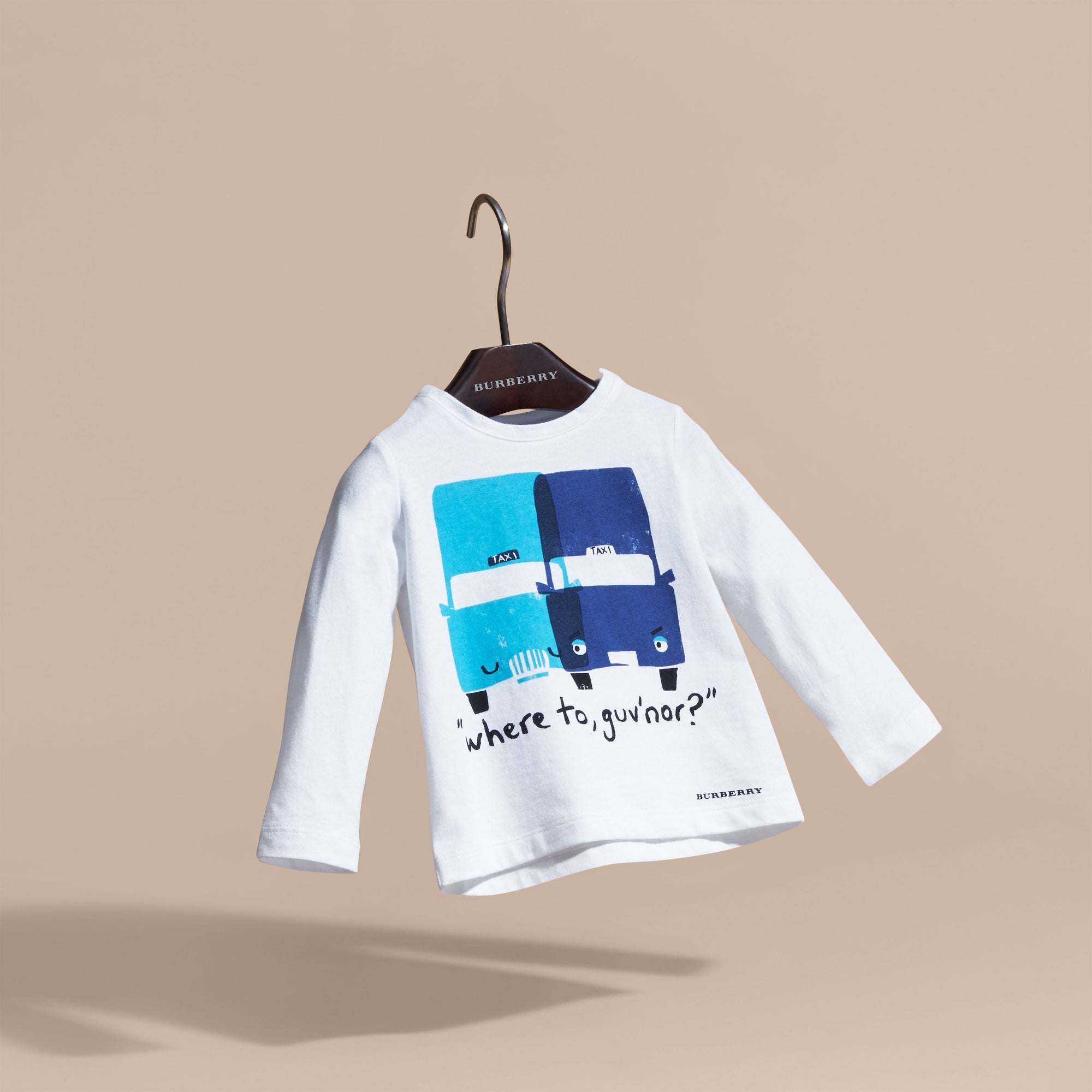 T-shirt à manches longues en coton avec motif taxi - Aqua Green