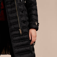 Doudoune longue rembourrée en duvet avec bordure en fourrure - Black