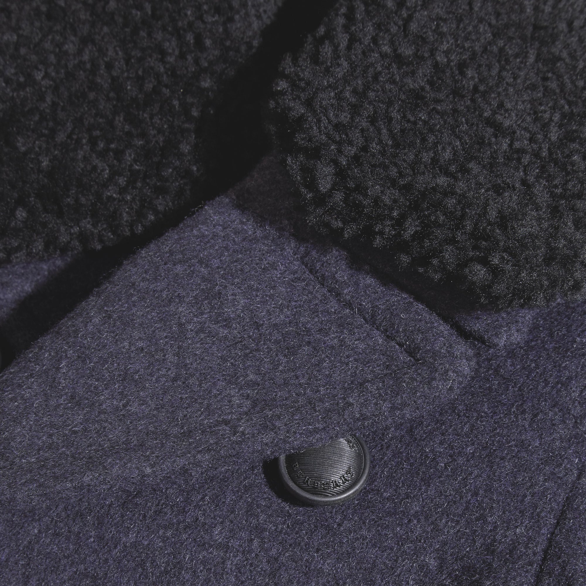 Caban en laine technique avec col en shearling amovible - Airforce Blue