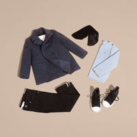 Caban en laine technique avec col en shearling amovible - Airforce Blue