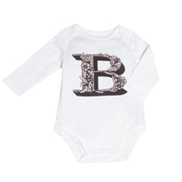 Body en coton à manches longues avec lettre ornementale - Pale Ash Rose