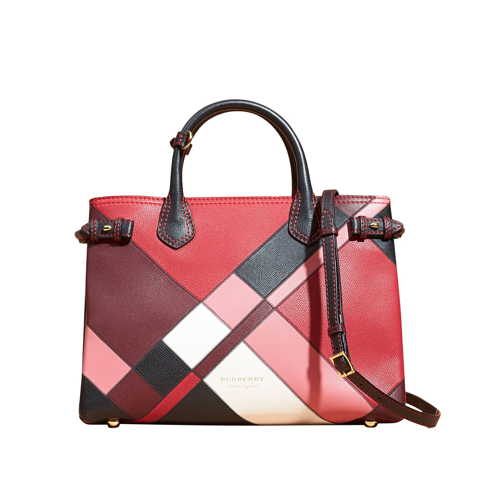 Sac The Banner medium en cuir color-block - Pink