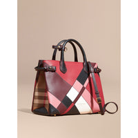 Sac The Banner medium en cuir color-block - Pink
