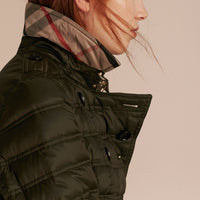 Doudoune longue rembourrée en duvet avec capuche amovible - Dark Olive