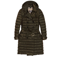 Doudoune longue rembourrée en duvet avec capuche amovible - Dark Olive