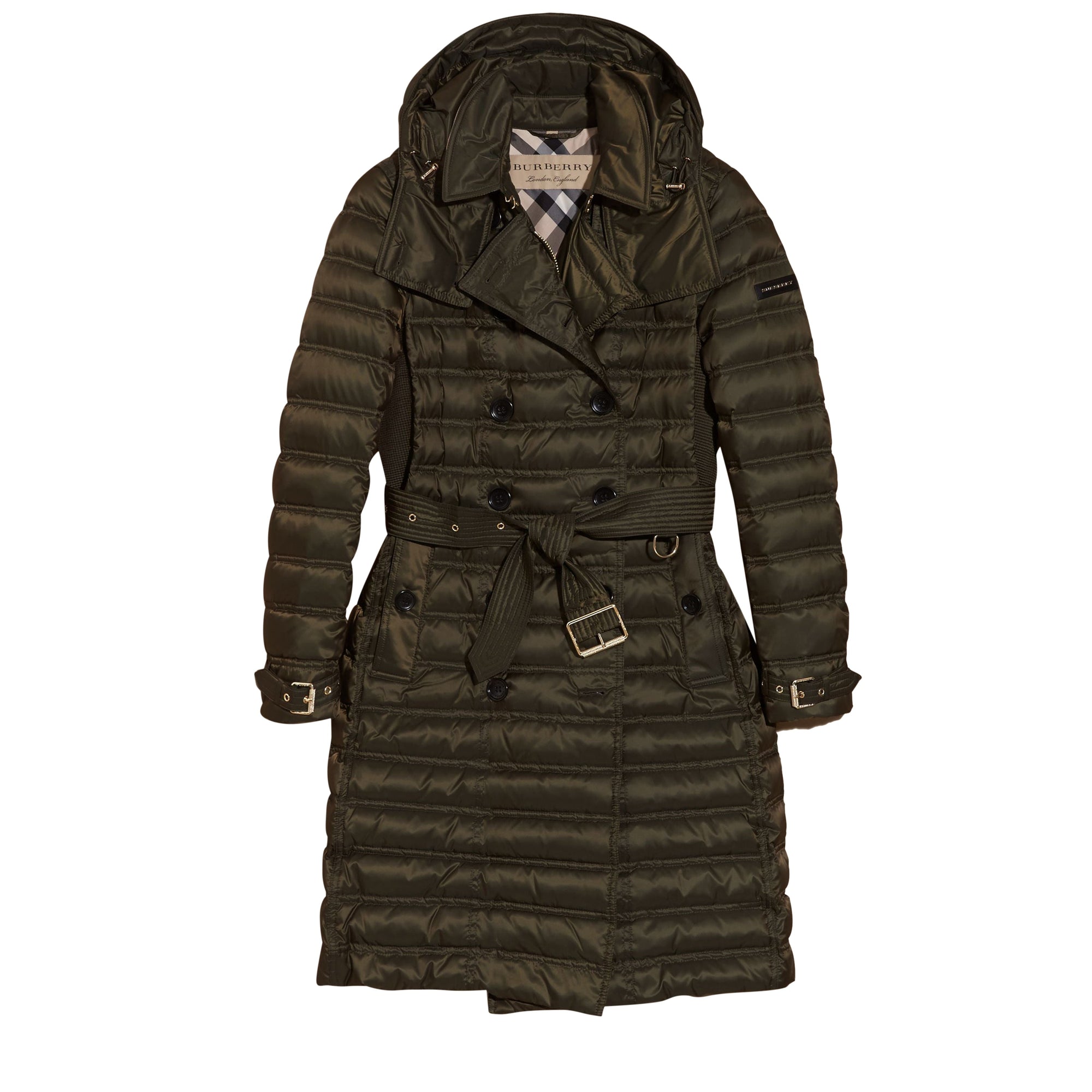 Doudoune longue rembourrée en duvet avec capuche amovible - Dark Olive