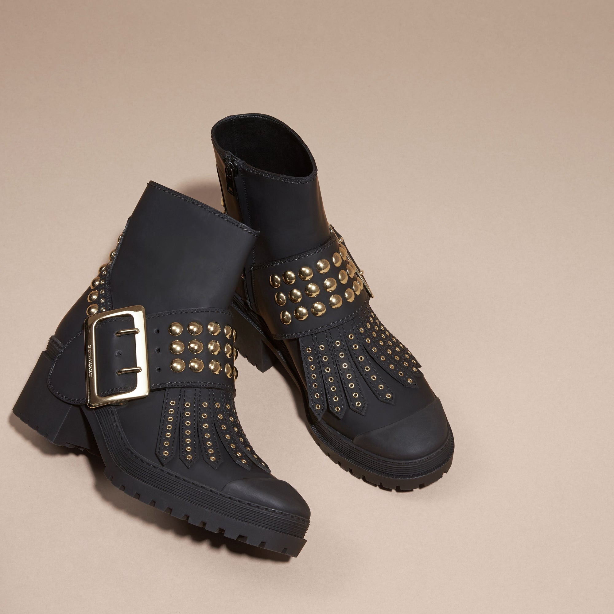 Bottines The Buckle en cuir caoutchouté - Black