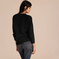 Pull en maille de laine et cachemire à motif check - Black