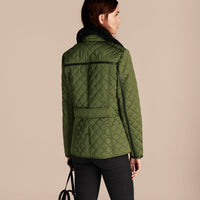 Veste matelassée avec col en shearling - Bright Moss Green