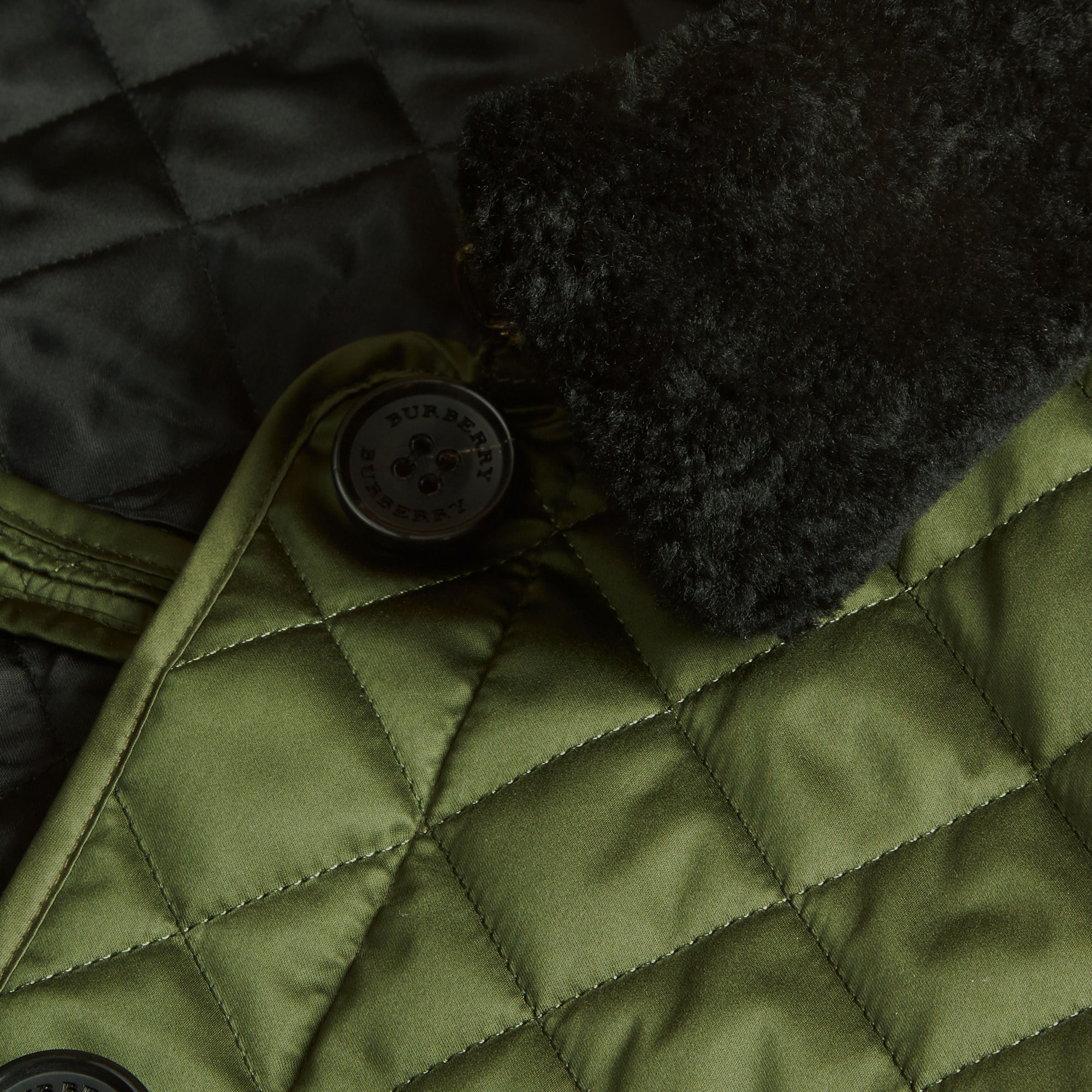 Veste matelassée avec col en shearling - Bright Moss Green