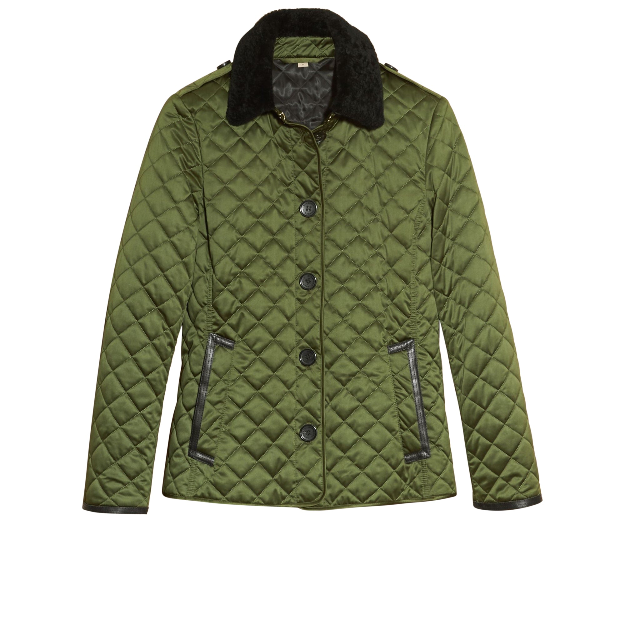Veste matelassée avec col en shearling - Bright Moss Green