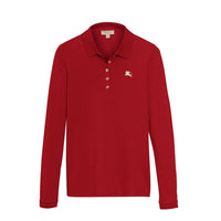 Polo à manches longues en piqué de coton extensible - Military Red