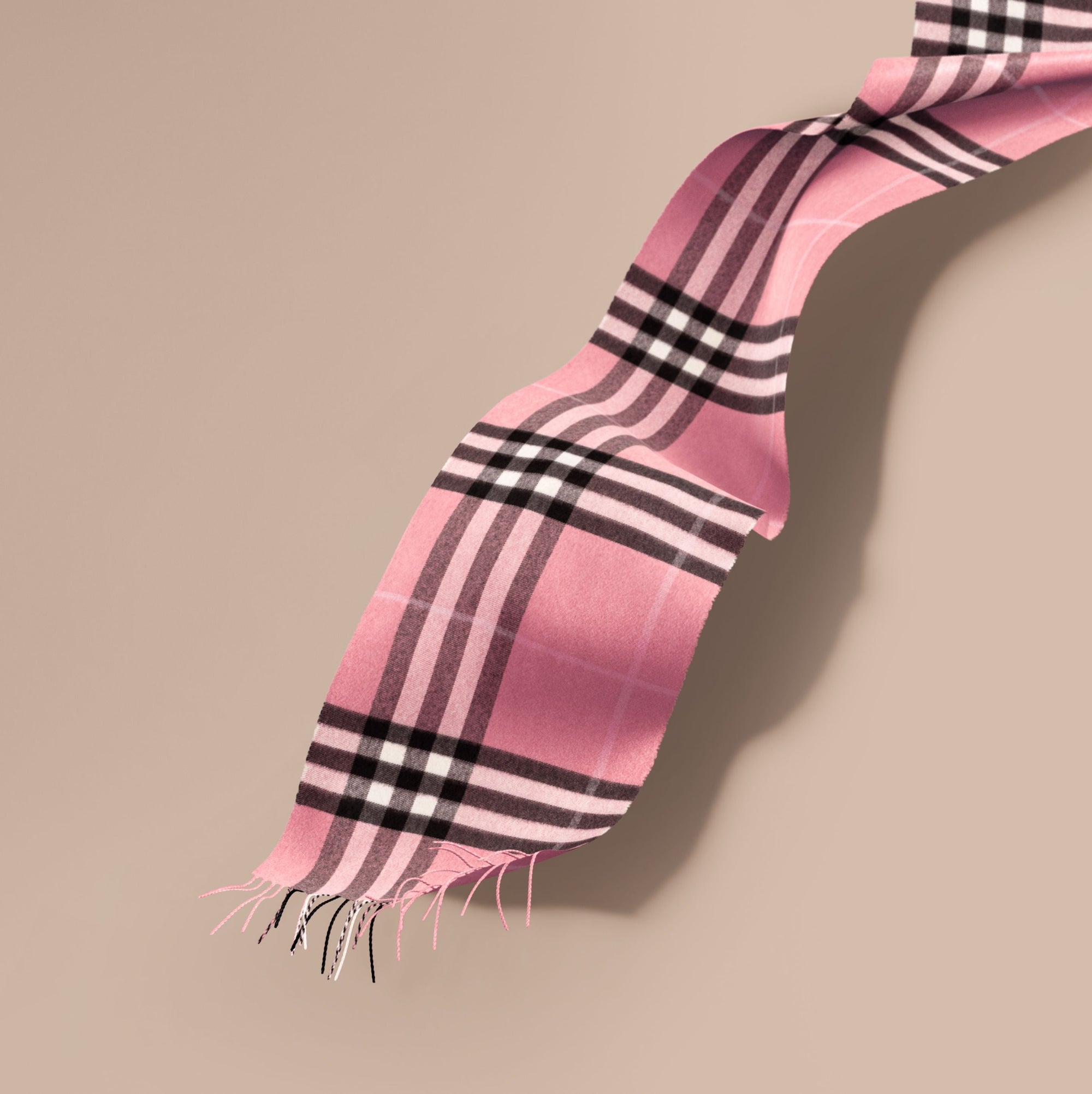 Écharpe en cachemire à motif check classique - Rose Pink